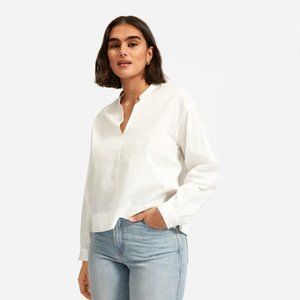 Everlane Silky Cotton Split-Neck Blouse